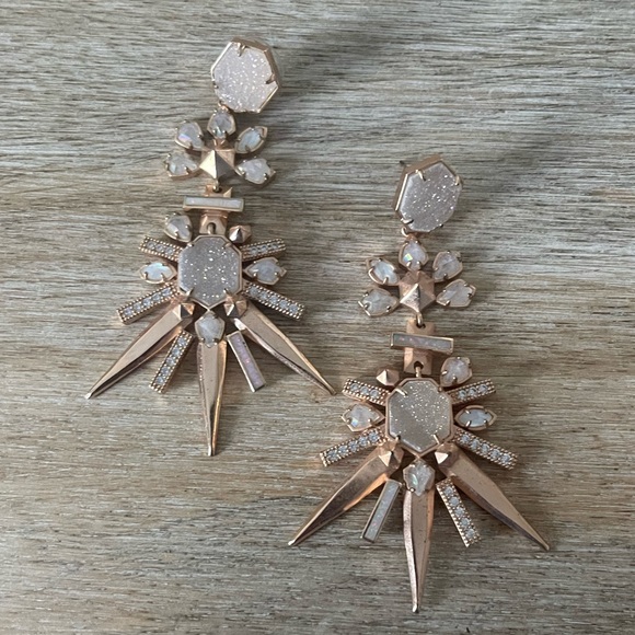 EUC Isadora Rose Gold Iridescent Drusy Statement Earring✨ - Picture 3 of 3